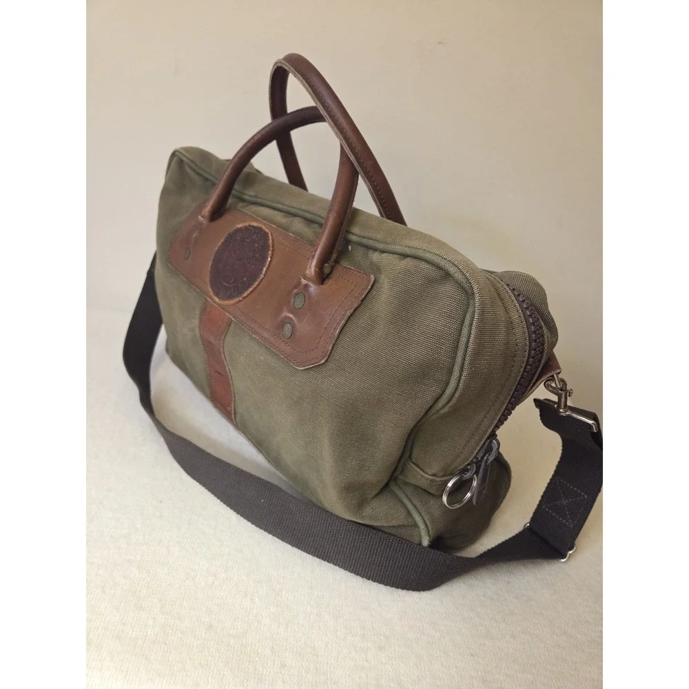 Duluth Pack Olive Canvas & Leather Weekender Duffel Bag — USA Made — Moose Logo
